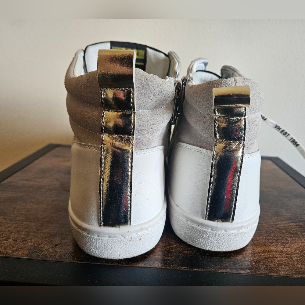 Vintage Havana White and Gold Star High-Top Sneakers Size 11 - Picture 3 of 6